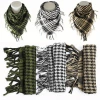 Cross-border best-selling desert tactical scarf, Arabian headscarf, black and white checkered square scarf, jacquard tassel scarf manufacturer details Picture